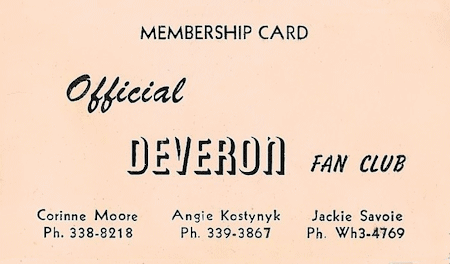 The Deverons Fan Club Card