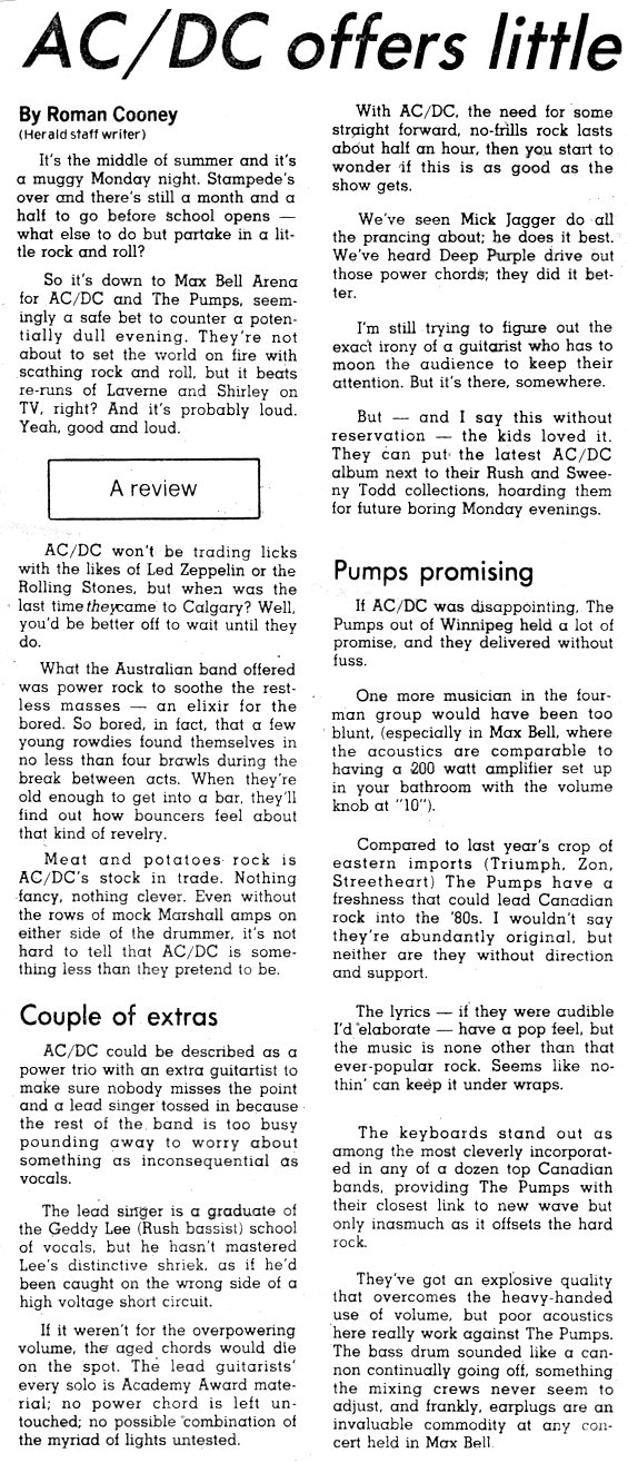 The Pumps & AC/DC
                              Concert Review 2