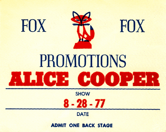 Alice Cooper August 28,
                              1977 Fox Promotions