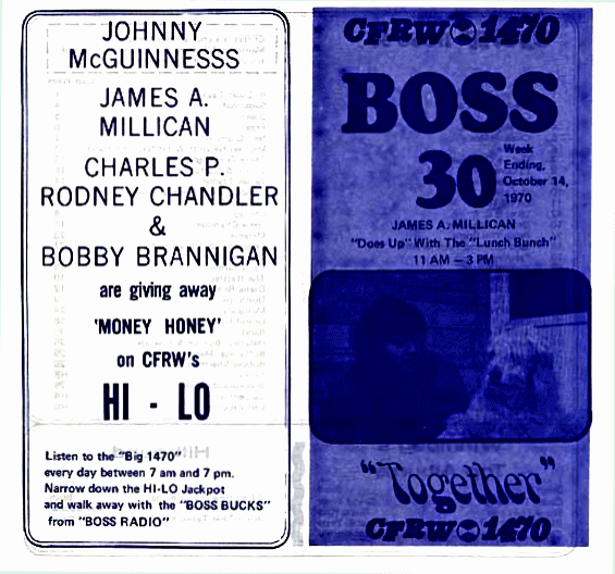 CFRW Boss 30 Chart
                              October 14, 1970 Outside Cover
