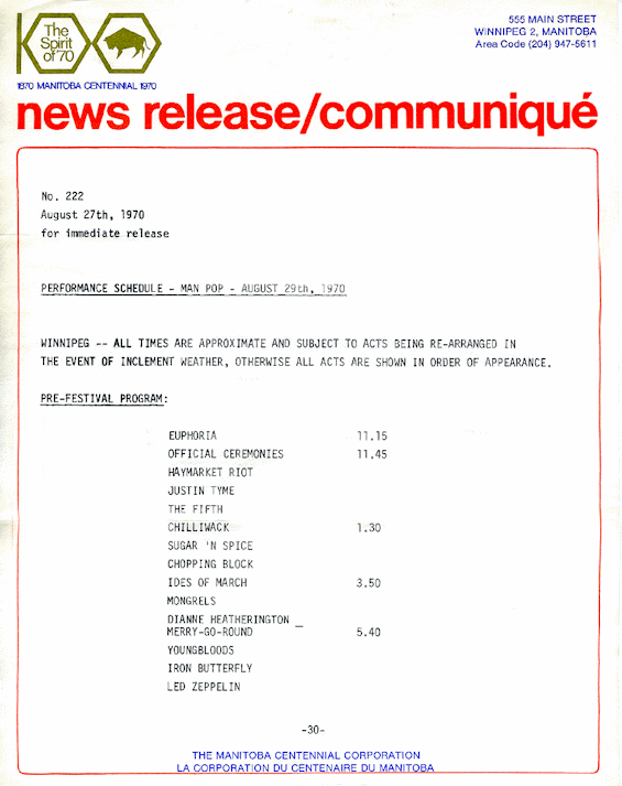 Performance Schedule